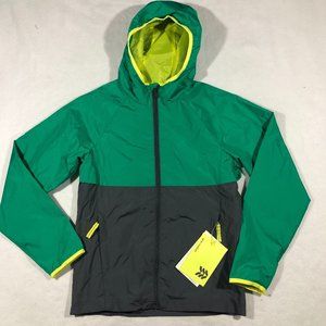 All In Motion Jacket Kids L 12/14 Target Windbreaker Vent Zip Hood Green NEW $25